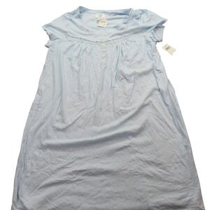 Aria Womens Plus 3X Nightgown Light Blue Floral Lace Pointelle Short Sleeve NEW